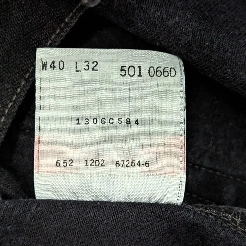 Vintage Y2K Levi 501 Jeans Black Faded Colombia Button Fly Mens 40 Pant Denim